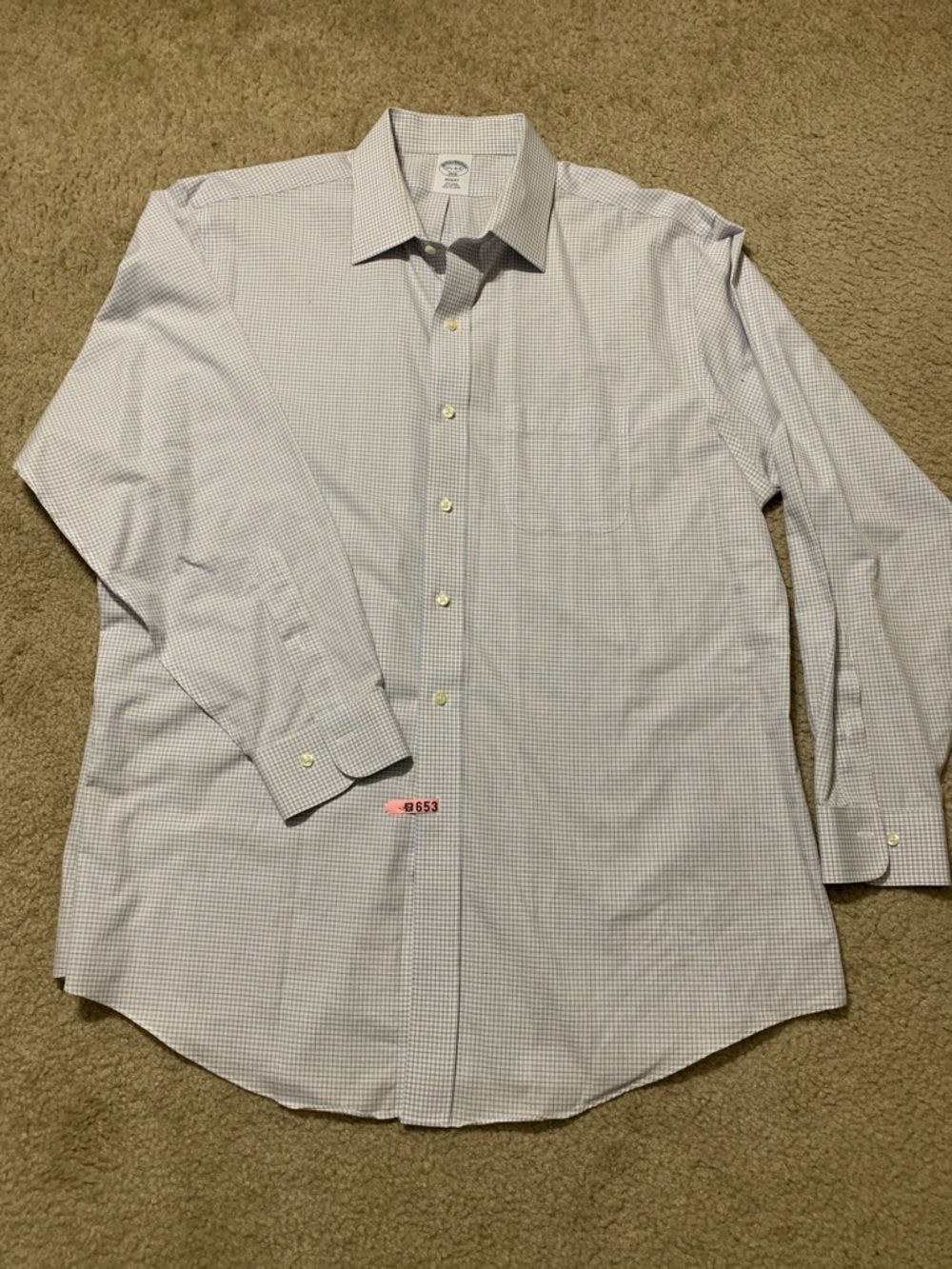 Brooks Brothers Men’s Light Blue Micro-Check Dress Shirt